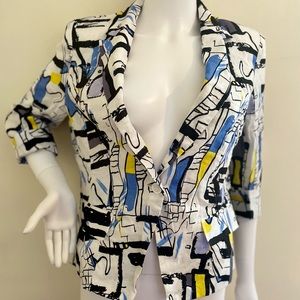 Countess Blazer Silk Lining Front Pockets Abstract Detailed Pattern Large
